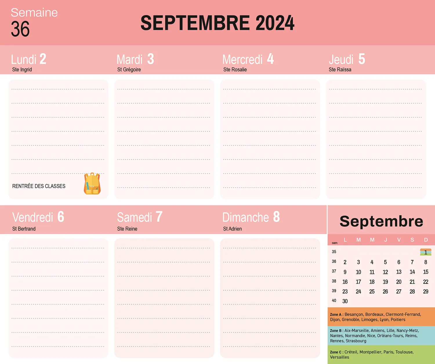 Mini Frigobloc Hebdomadaire 2025 Recettes calendrier aimanté