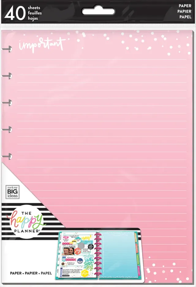Happy Planner Colorful papier recharge classic 40 feuilles 4 couleurs