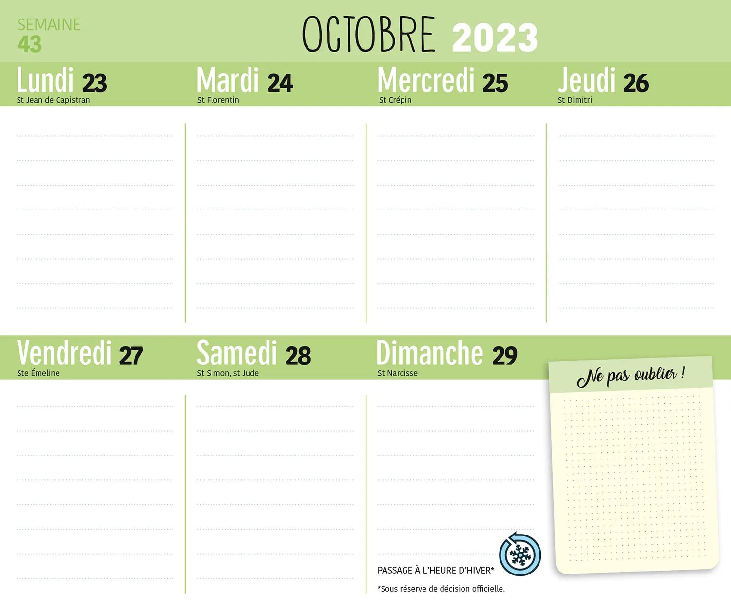 Frigobloc Hebdomadaire 2024 calendrier familial robot cuiseur