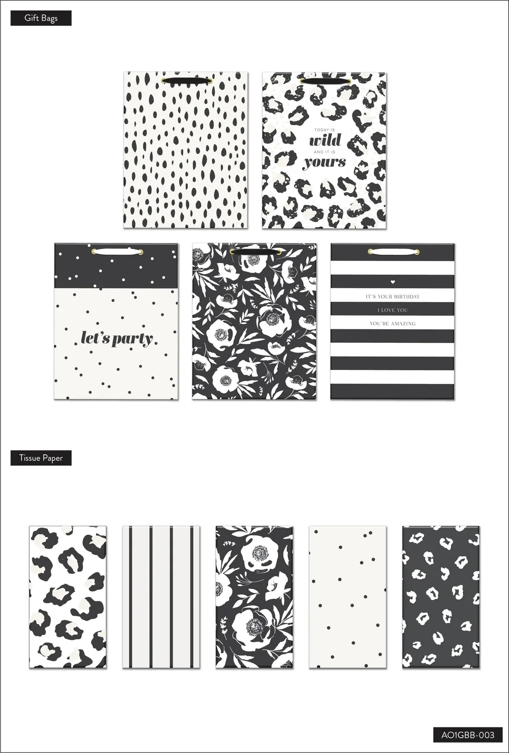 Happy Planner Black Tie Party Gift Bag Book sacs cadeaux x5 noir