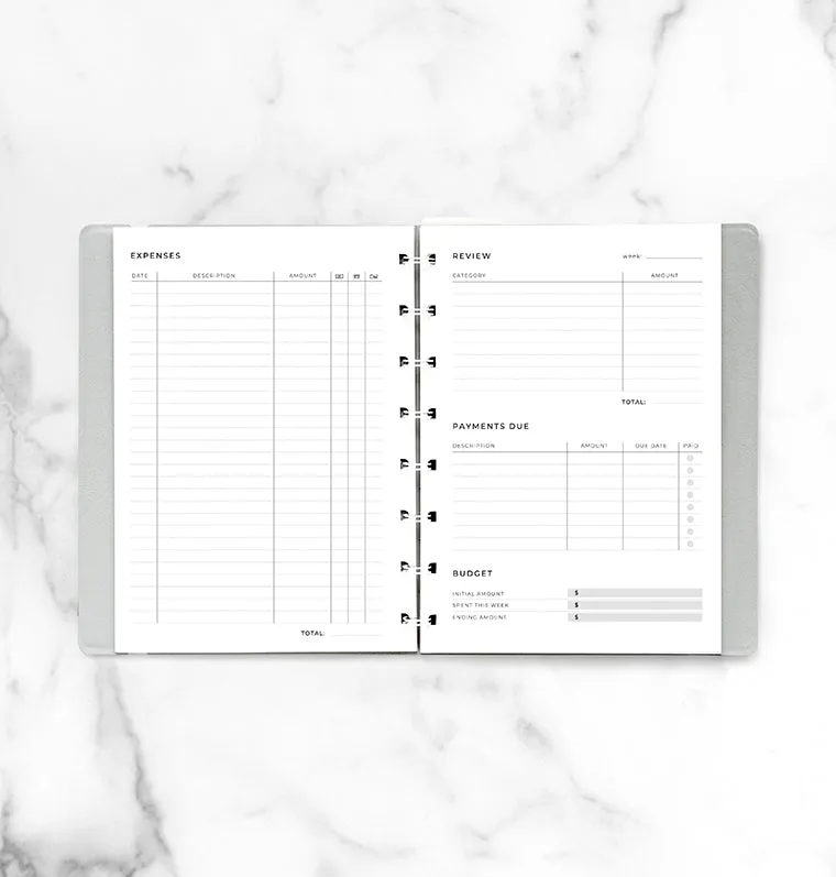 Filofax Minimal recharge budget A5 suivi dépenses