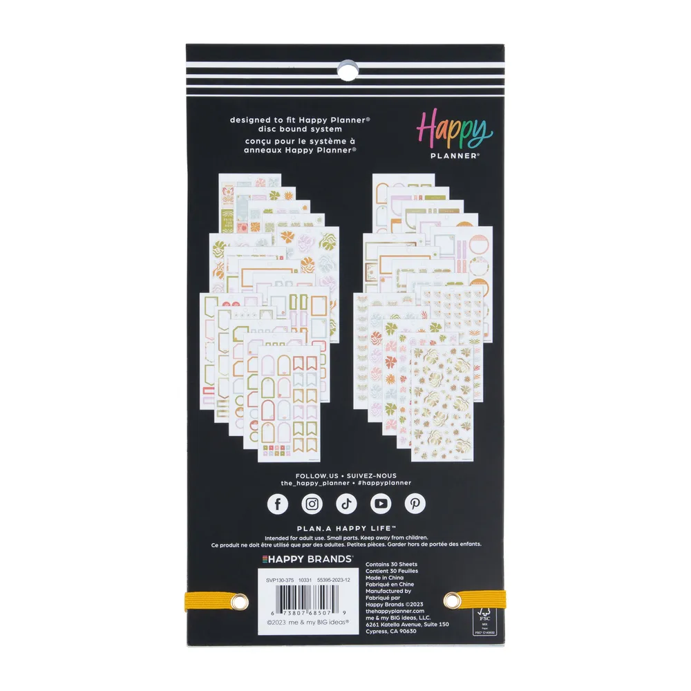 Happy Planner Desert Thistle stickers mini 894 floraux doré