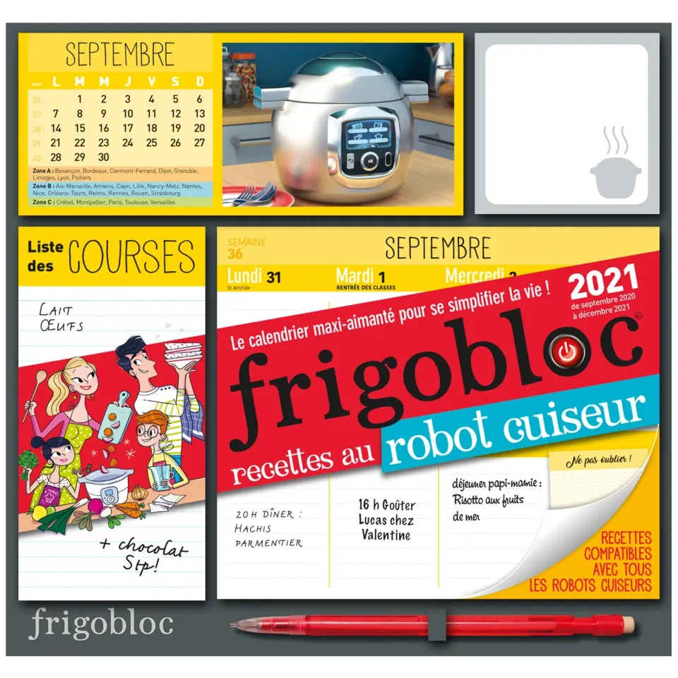 Frigobloc Robot-Cuiseur 2021 calendrier familial aimanté