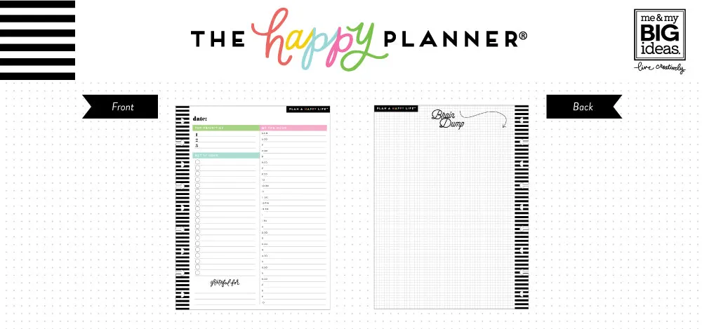 Happy Planner Daily Sheets recharge agenda Classic 40 feuilles