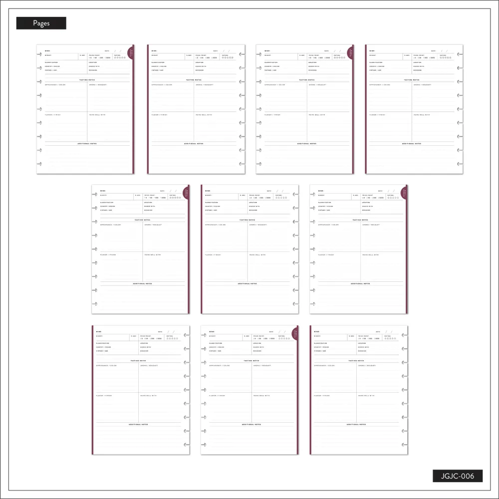 Happy Planner Wine Spirits carnet classic dégustation 80 feuilles