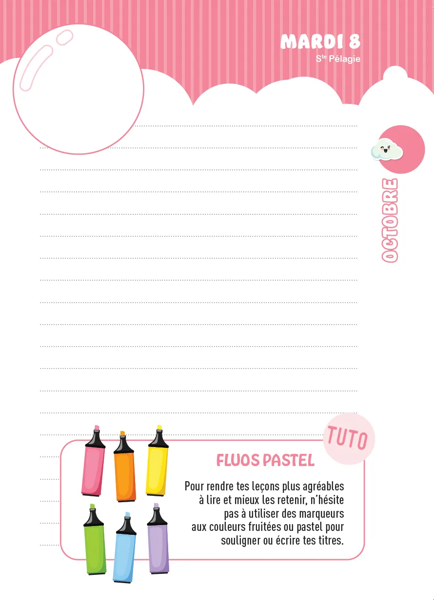Frigobloc Kawaii 2024-2025 agenda créatif à customiser stickers