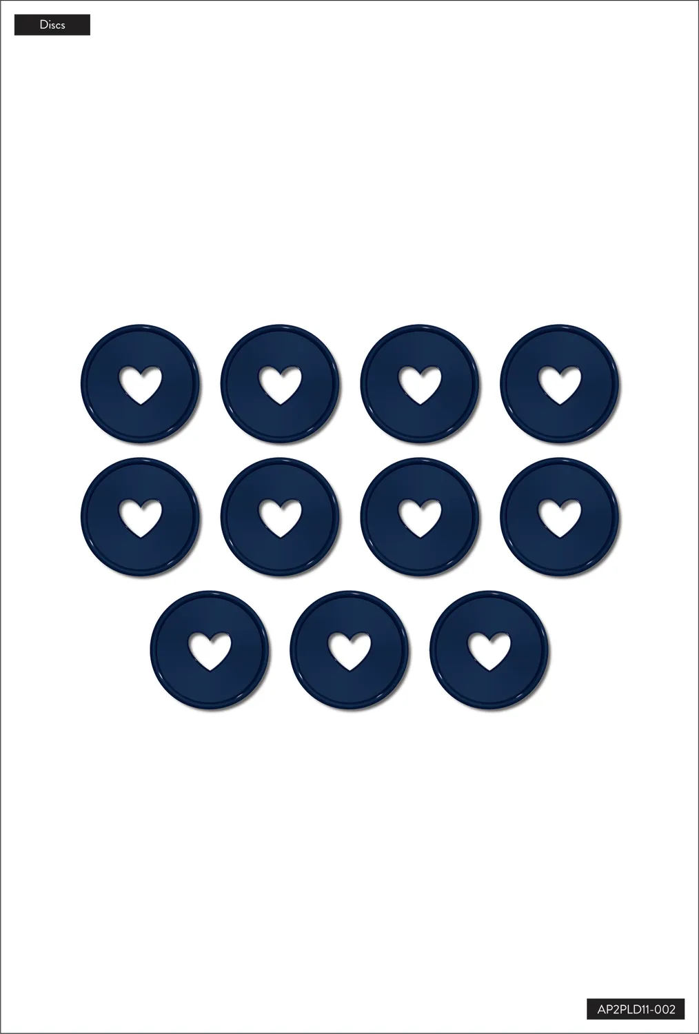 Happy Planner Indigo disques Medium plastique x11 bleu cœur