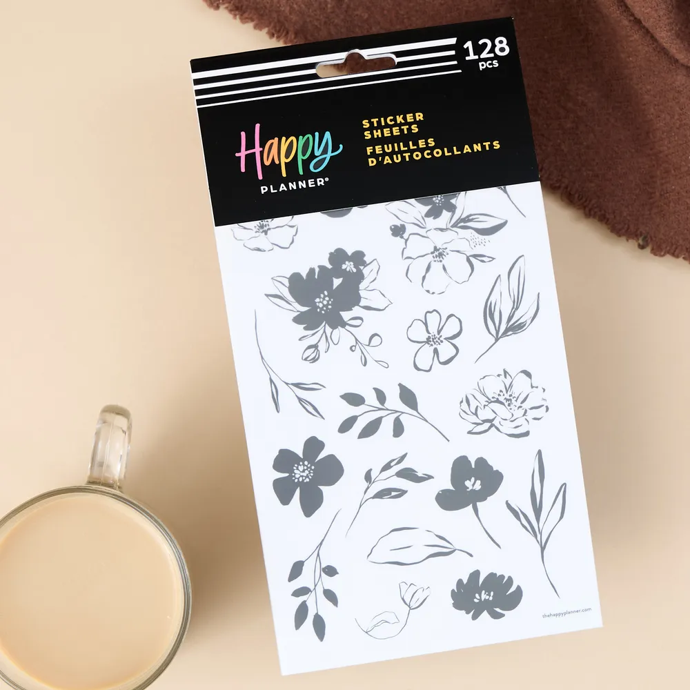Happy Planner Sketchy Florals stickers 10 feuilles 128