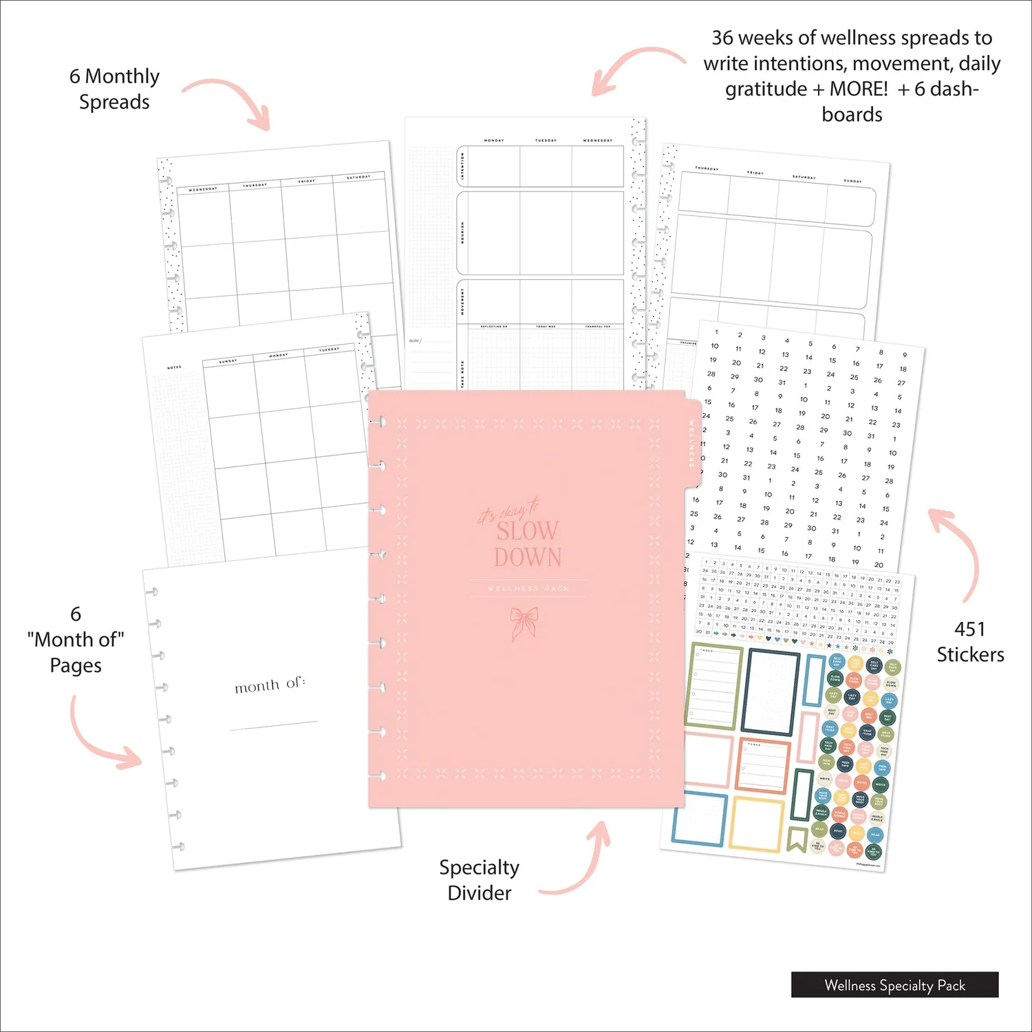 Happy Planner Wellness Classic pack spécialité 6 mois santé
