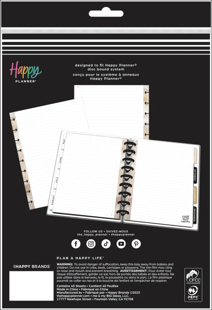 Happy Planner Taming the Wild recharge papier Classic 40 feuilles