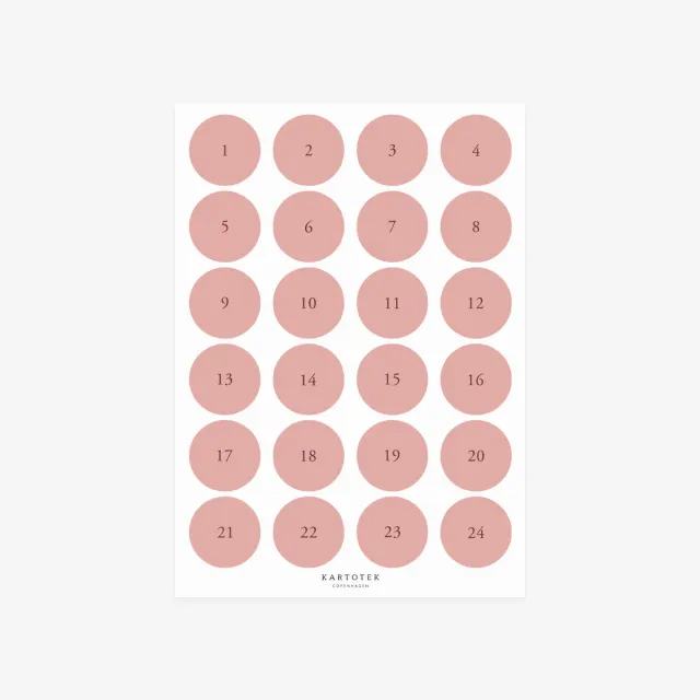 Kartotek Advent Numbers 1-24 stickers Noël feuille A4