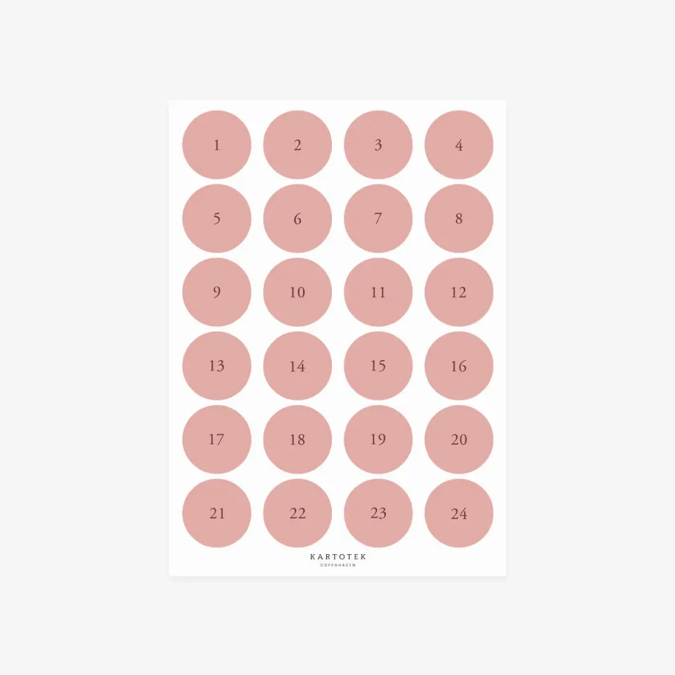 Kartotek Advent Numbers 1-24 stickers Noël feuille A4