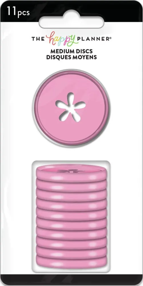Happy Planner Flower anneaux medium x11 rose bonbon