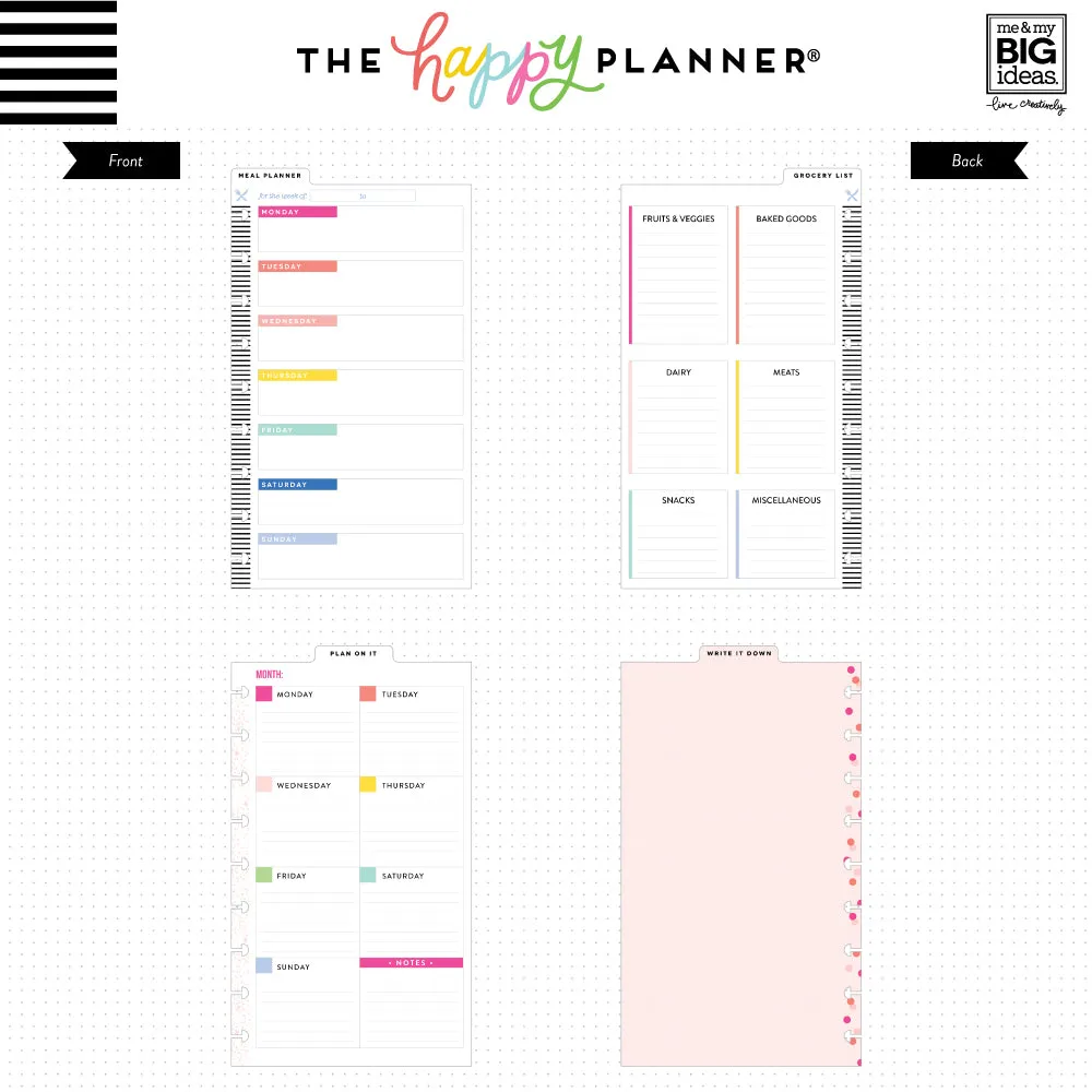 Happy Planner Meal Planner tableaux Classic effaçables