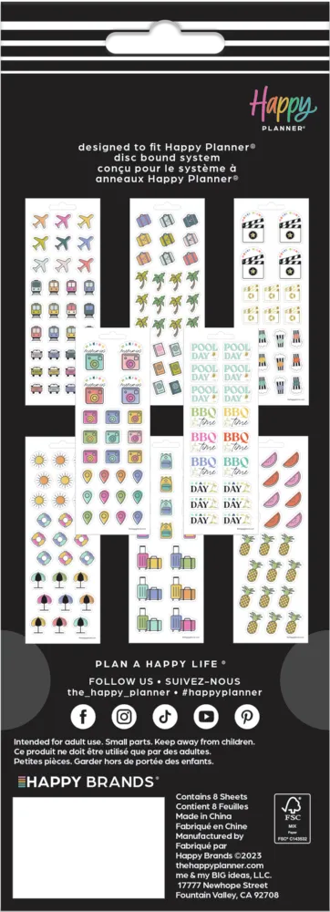 Happy Planner Summer Bucket List stickers 8 feuilles ete