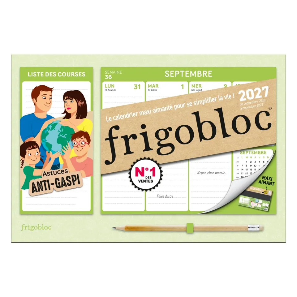 Frigobloc Hebdomadaire Anti-gaspi 2027 calendrier familial