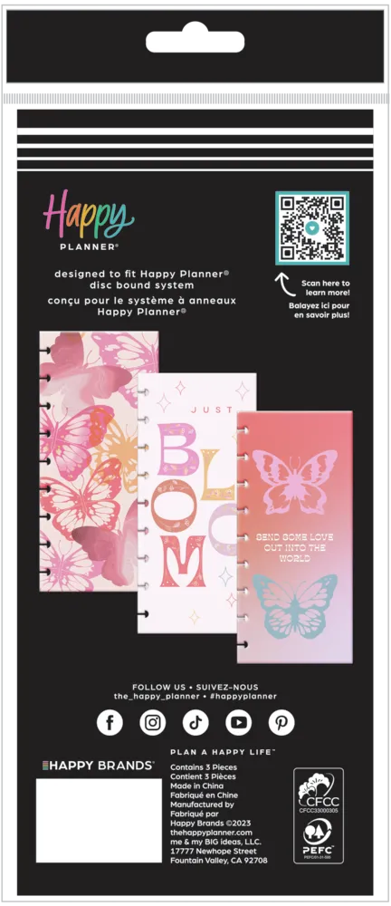 Happy Planner Butterfly Bliss enveloppes à anneaux lot de 3