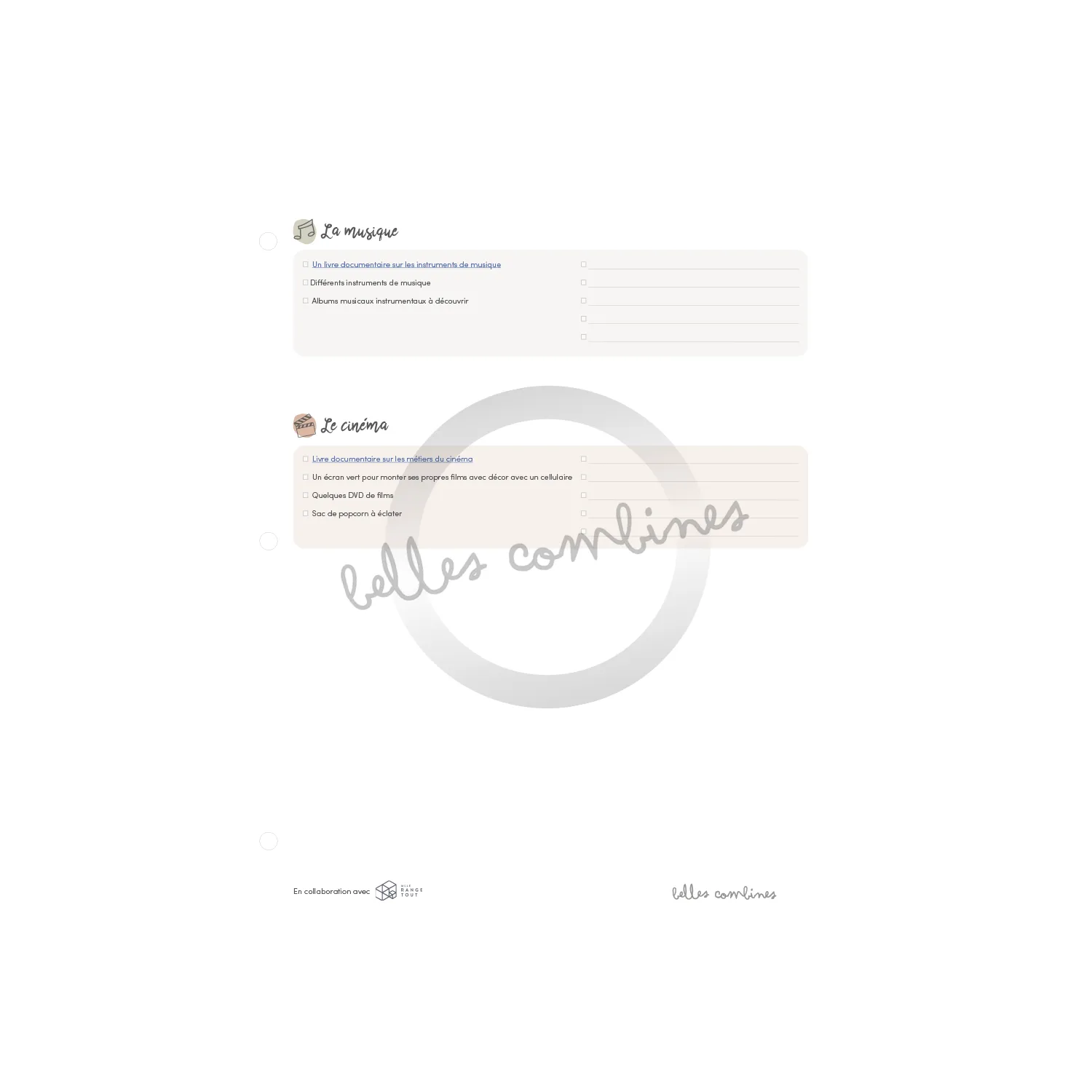Les Belles Combines Paniers d'exploration fiche activités à imprimer