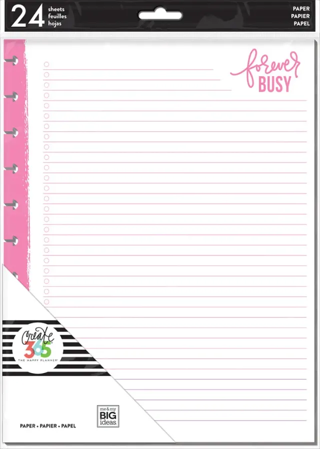 Happy Planner Neon recharge BIG quadrillé 24 feuilles fluo