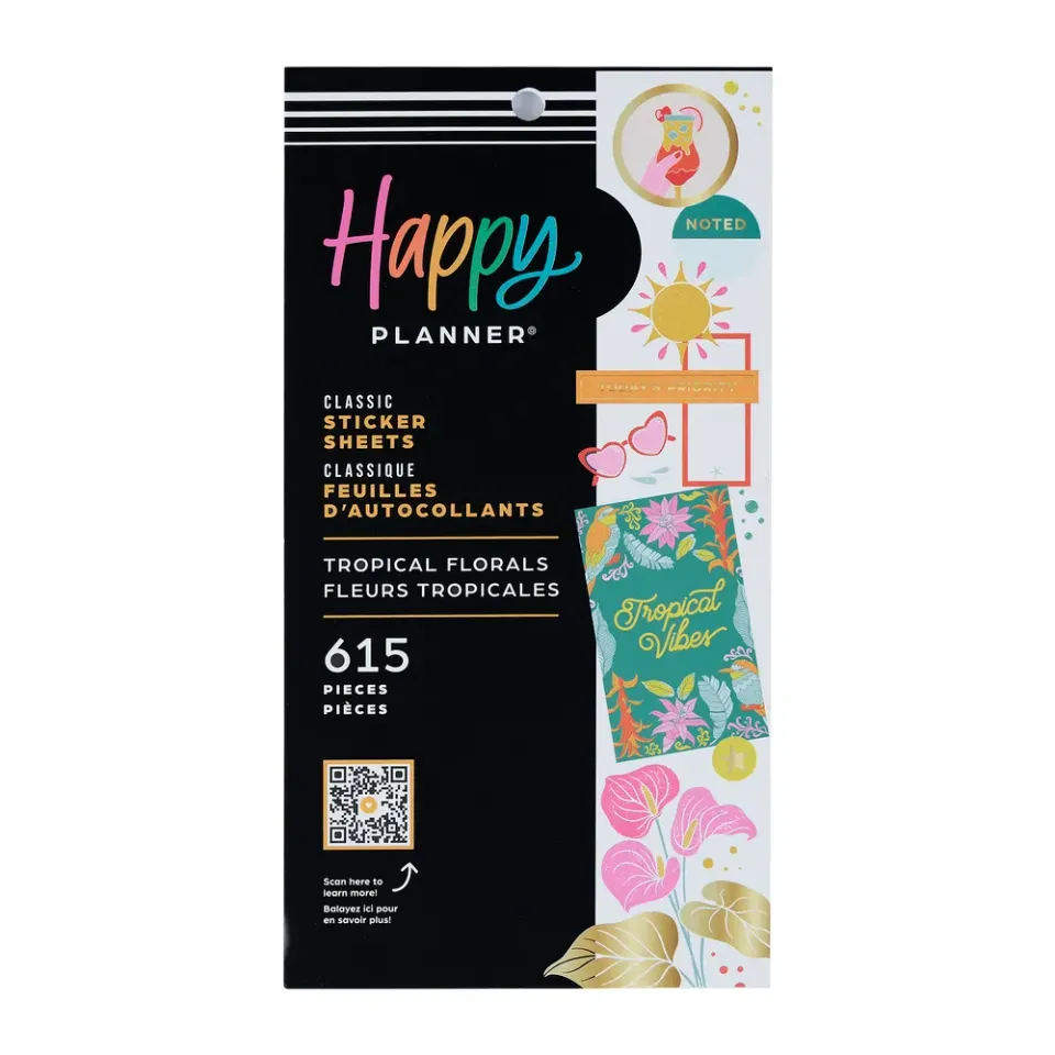 Happy Planner Tropical Florals carnet stickers 30 feuilles tropical
