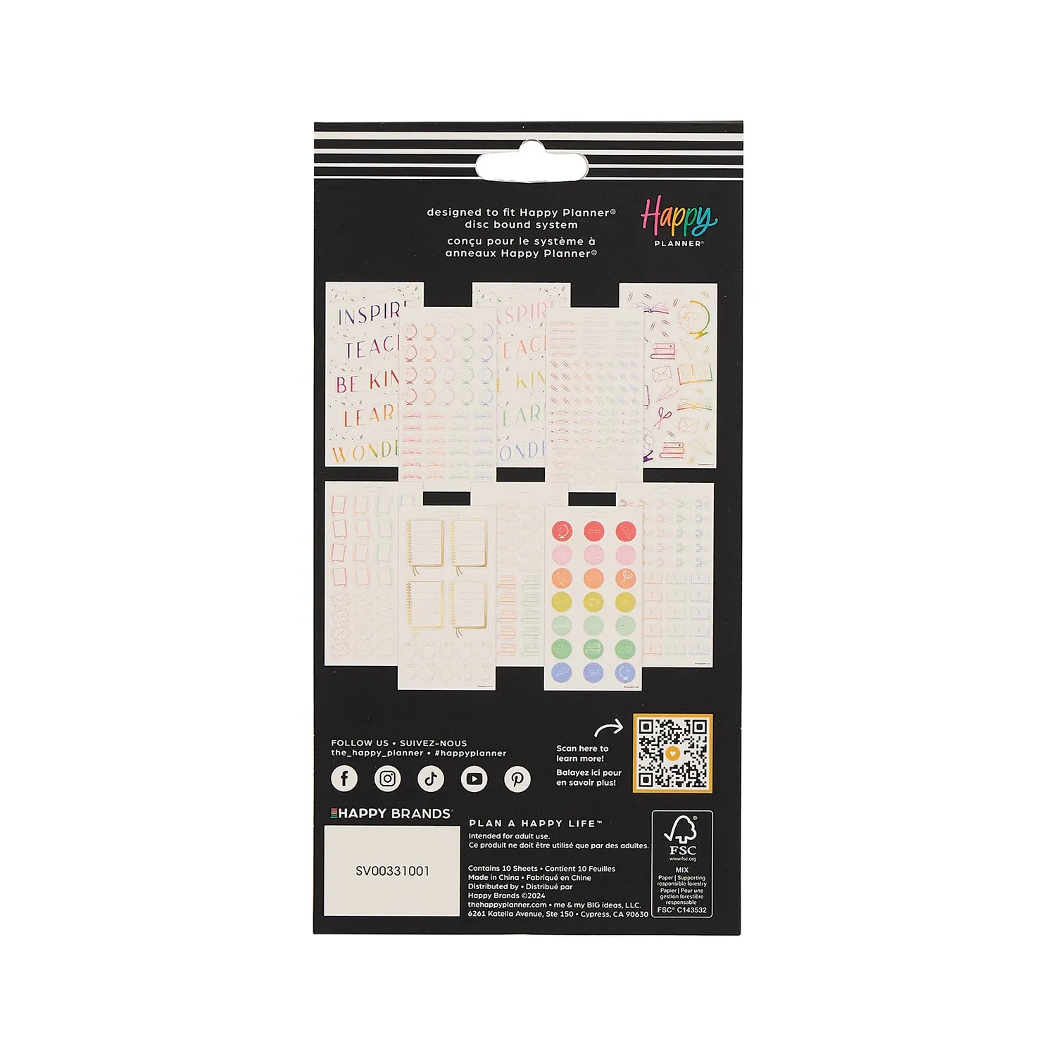 Happy Planner Classroom Plans stickers école 10 planches