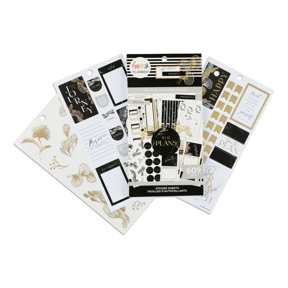 Happy Planner Gold & Black stickers value pack 690