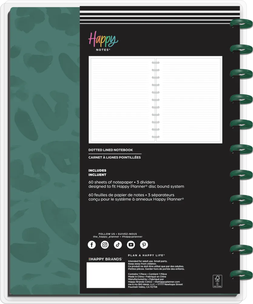 Happy Planner Gone Wild carnet Big 60 feuilles ligné pointillé