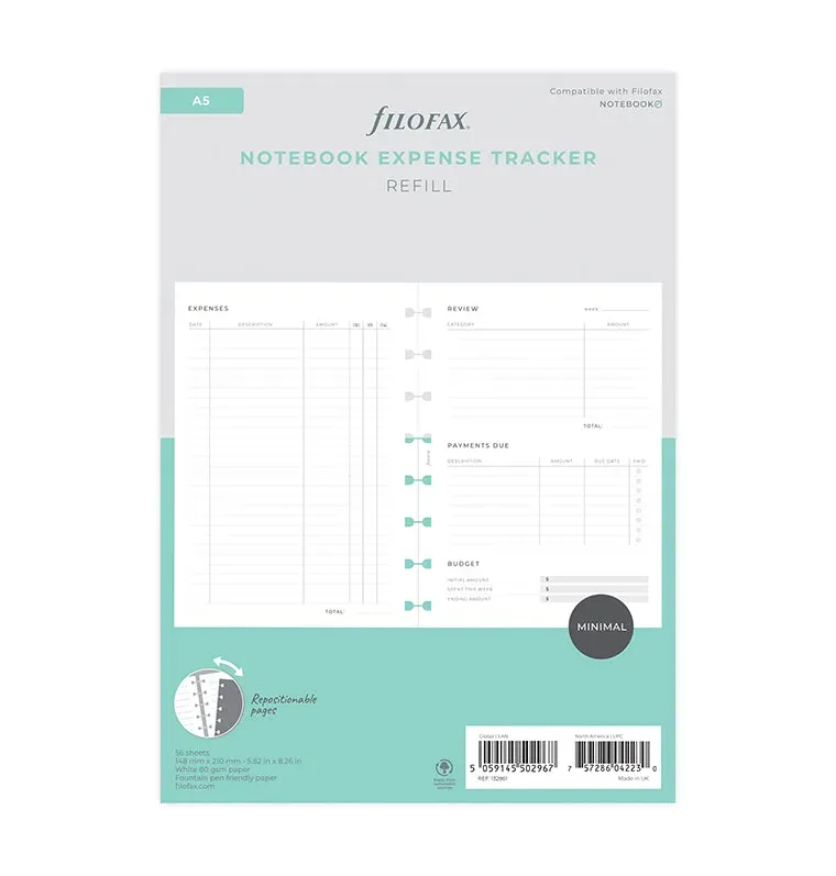 Filofax Minimal recharge budget A5 suivi dépenses