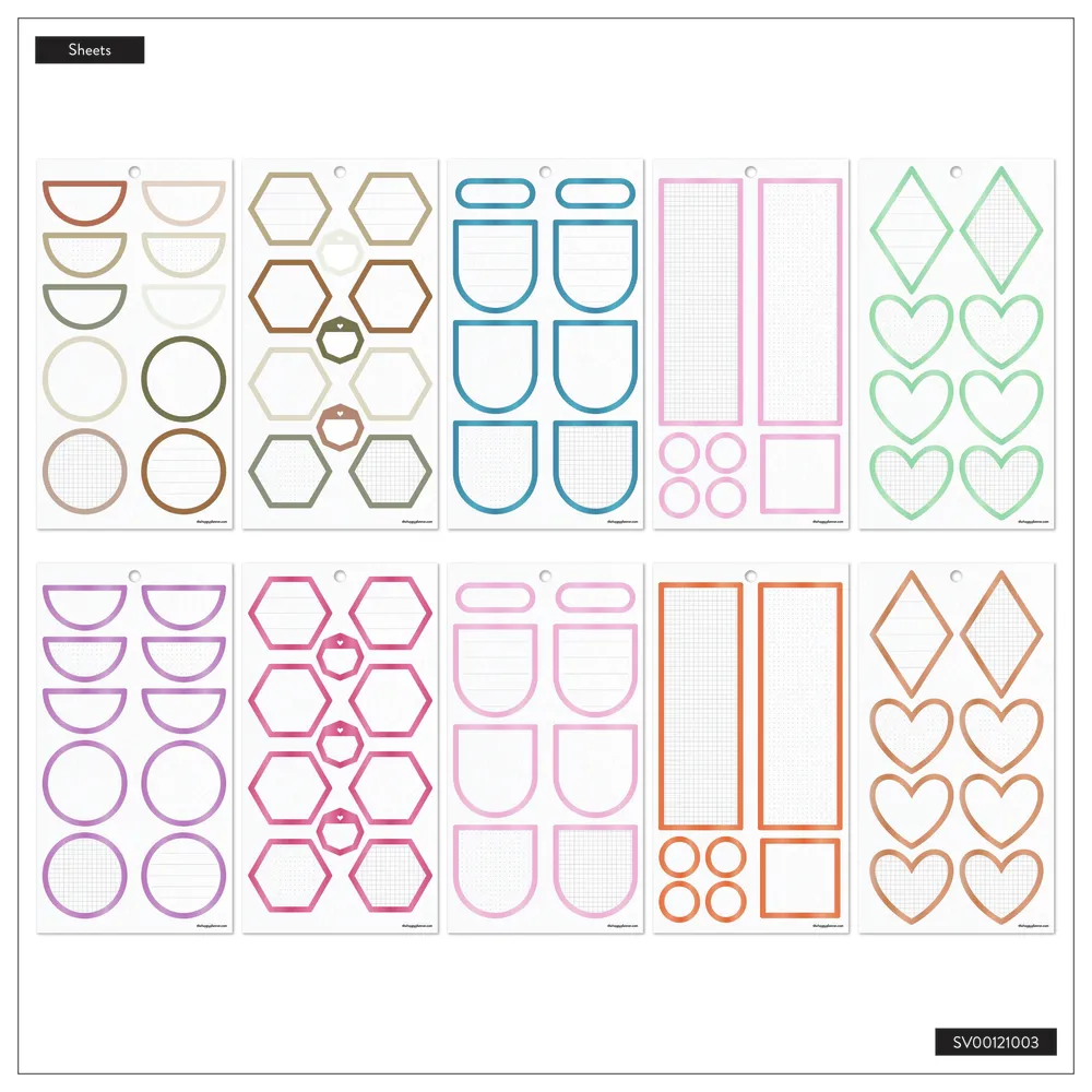 Happy Planner Bright Colorful Boxes stickers Big 264 pièces