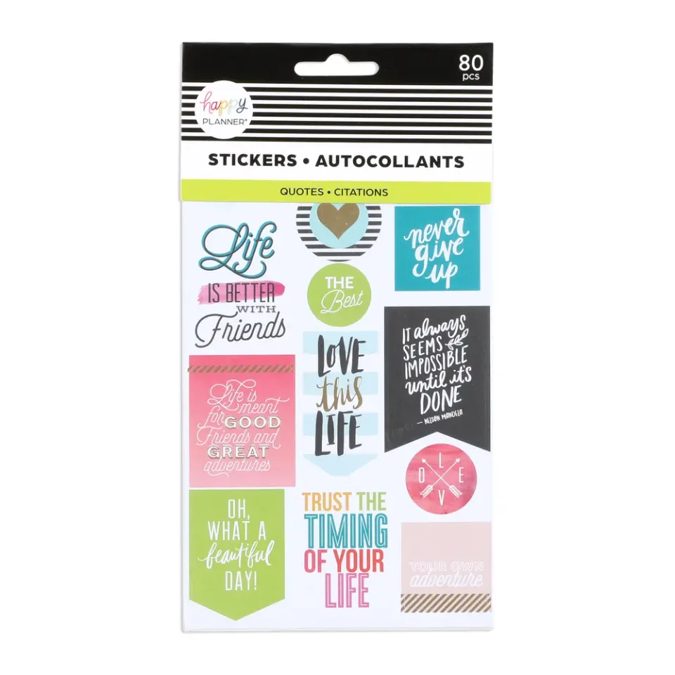 Happy Planner Life Quotes stickers doré 5 planches