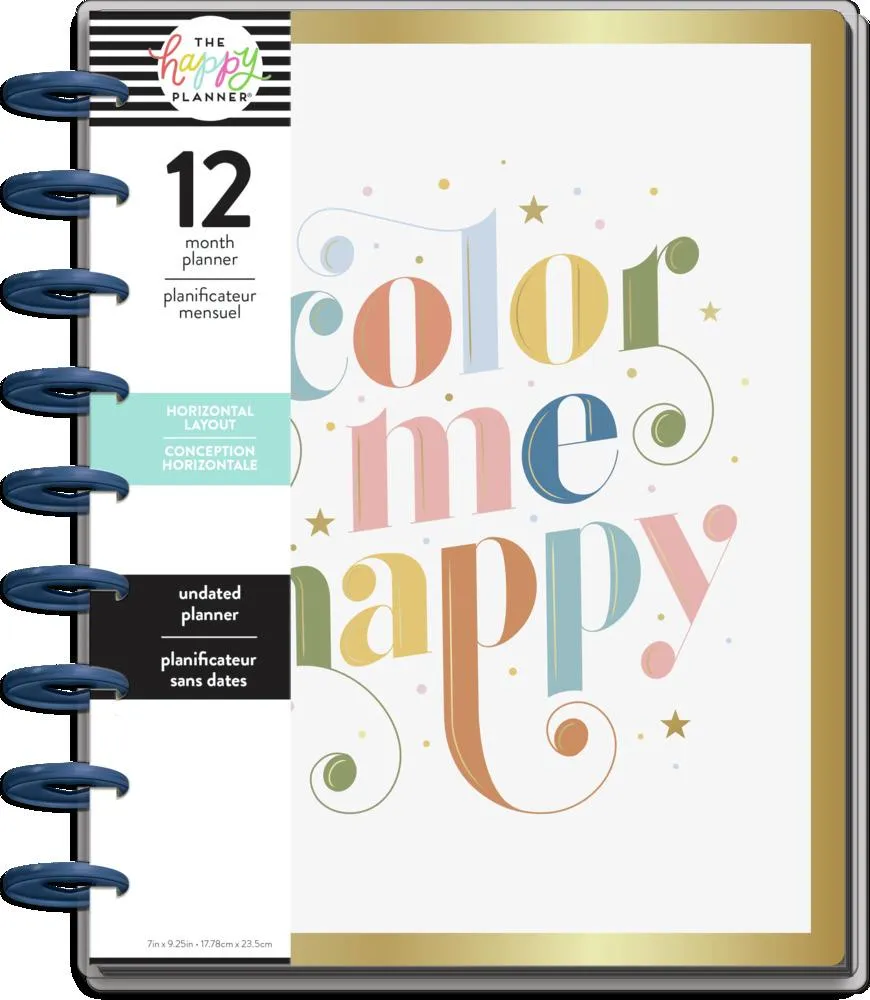 Happy Planner Bright Type agenda horizontal non daté 12 mois