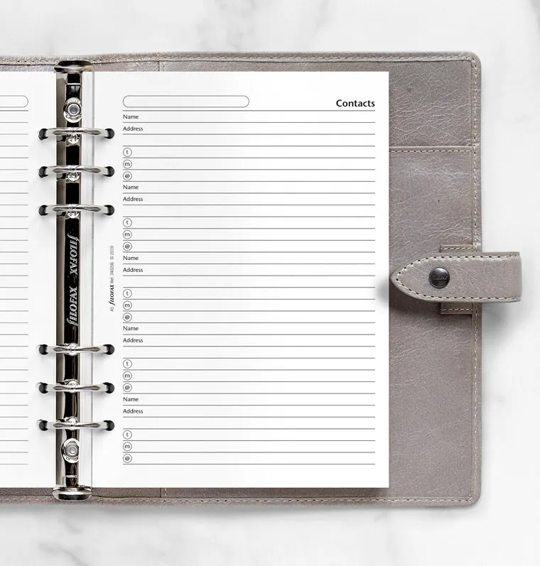 Filofax recharge carnet adresses A5 20 feuilles