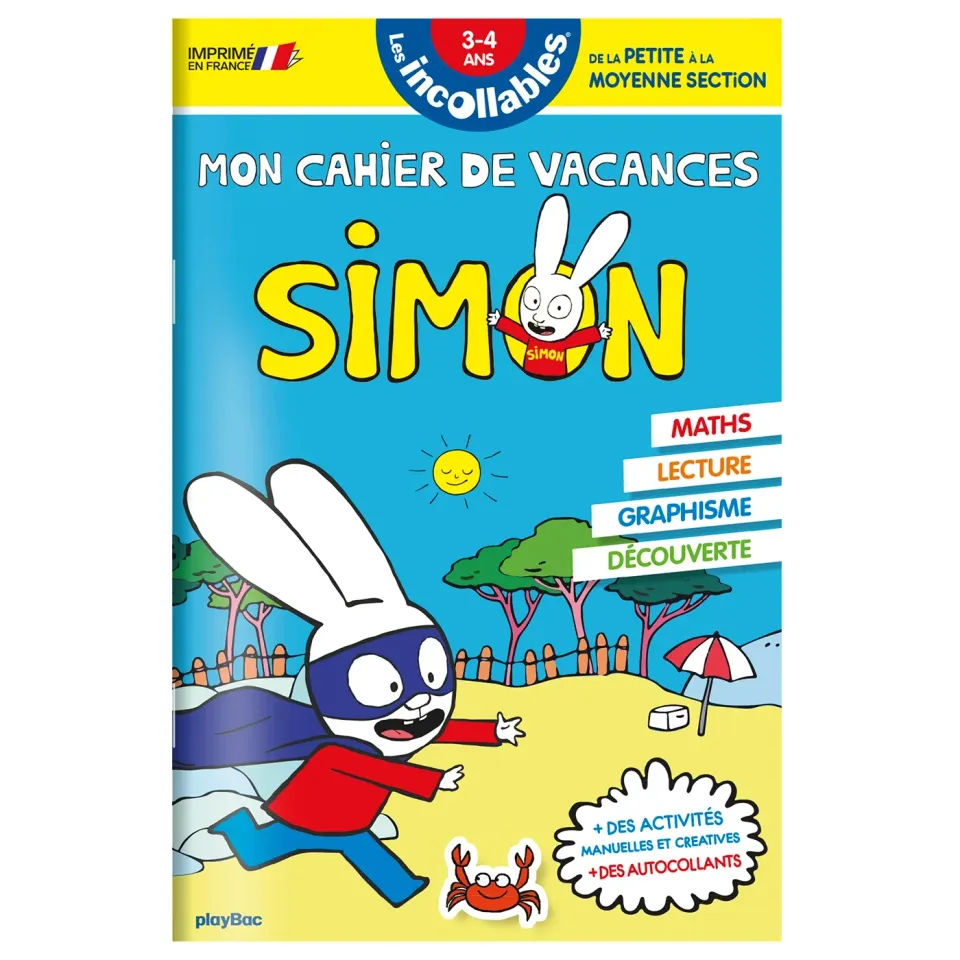Les Incollables Simon cahier de vacances PS-MS 2026 3-4 ans