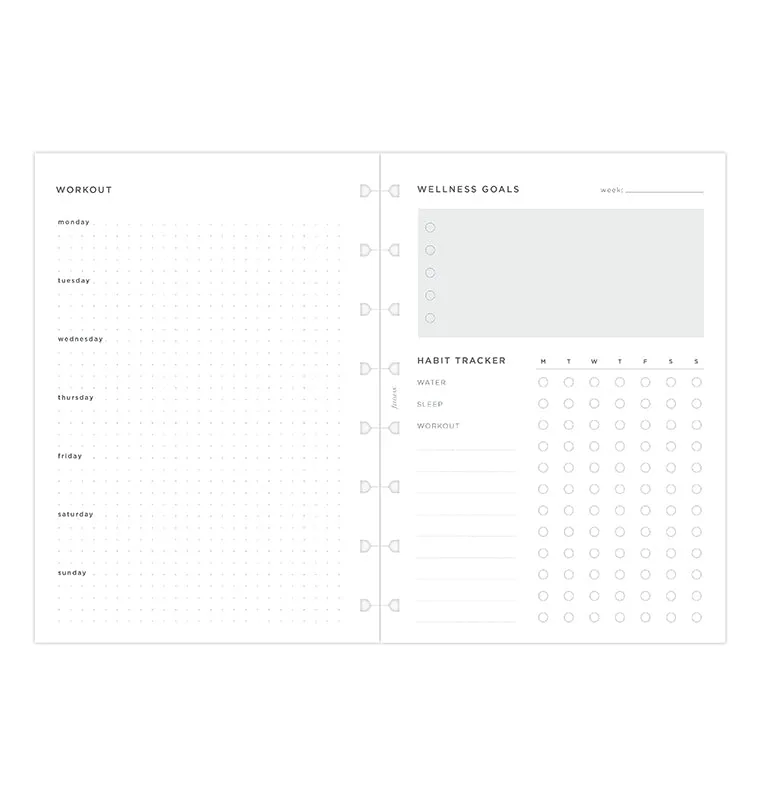 Filofax Recharge Notebook A5 Wellness Tracker 56 feuilles