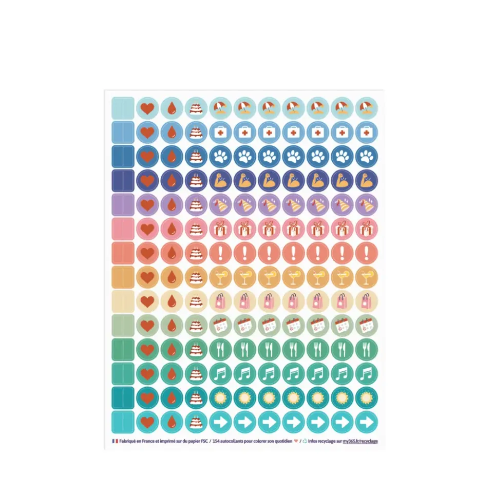 My365 Orga Onglets et icônes stickers agenda