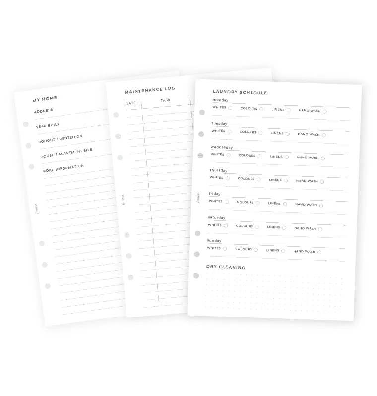 Filofax recharge planner ménage A5 pour organiseur et Clipbook