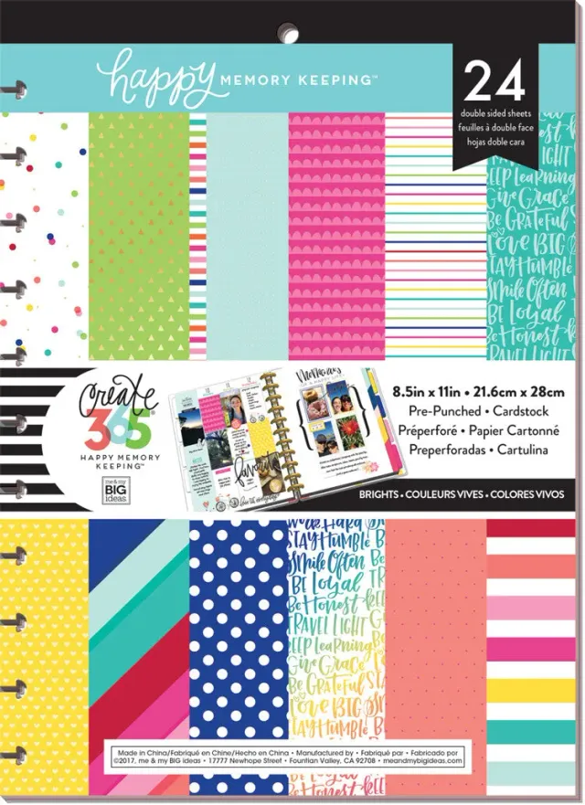 Happy Planner Memory Keeping Brights BIG papier cardstock 24 feuilles