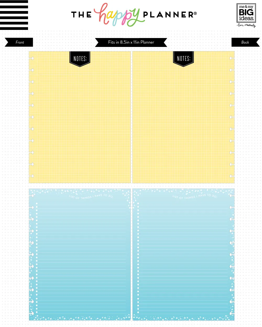 Happy Planner Big recharge papier coloré 40 feuilles