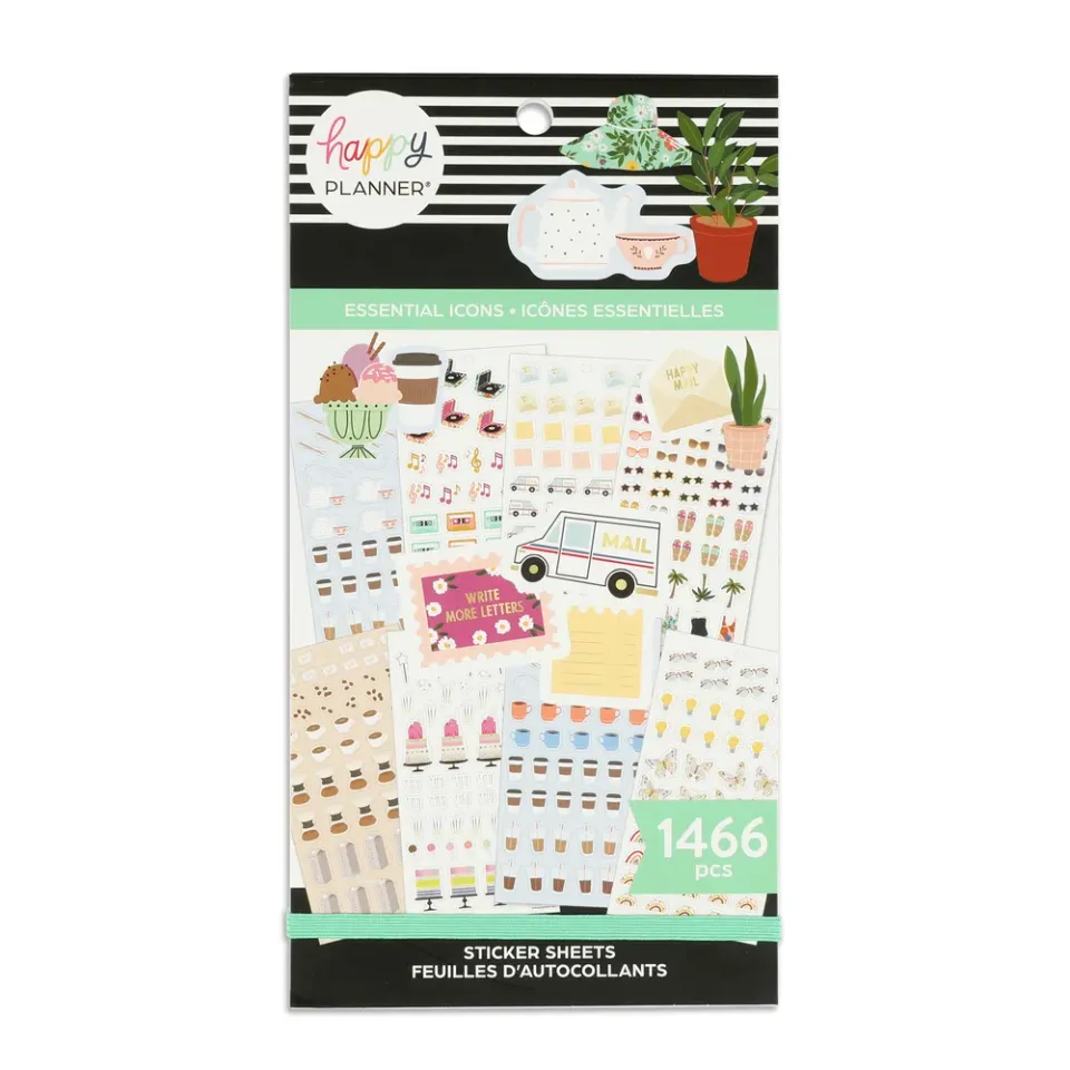 Happy Planner Essential Icons stickers 1466 doré