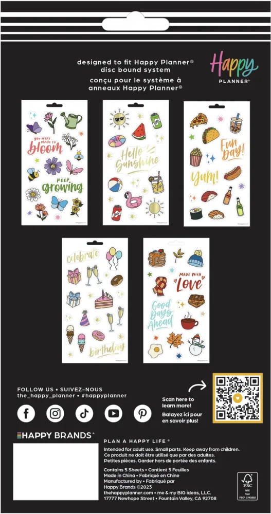 Happy Planner All the Things Icons stickers 5 feuilles 91 pièces