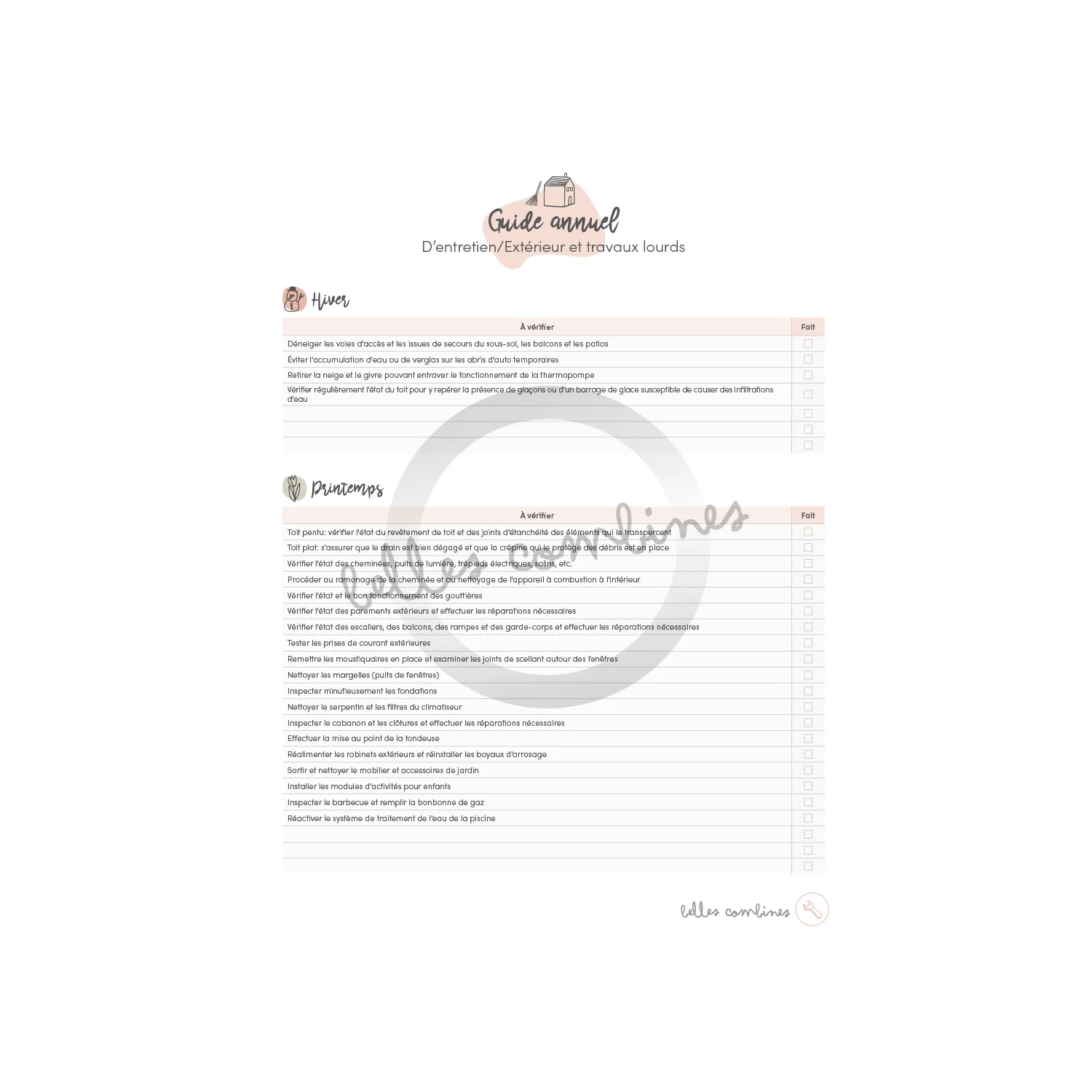 Les Belles Combines guide entretien annuel français
