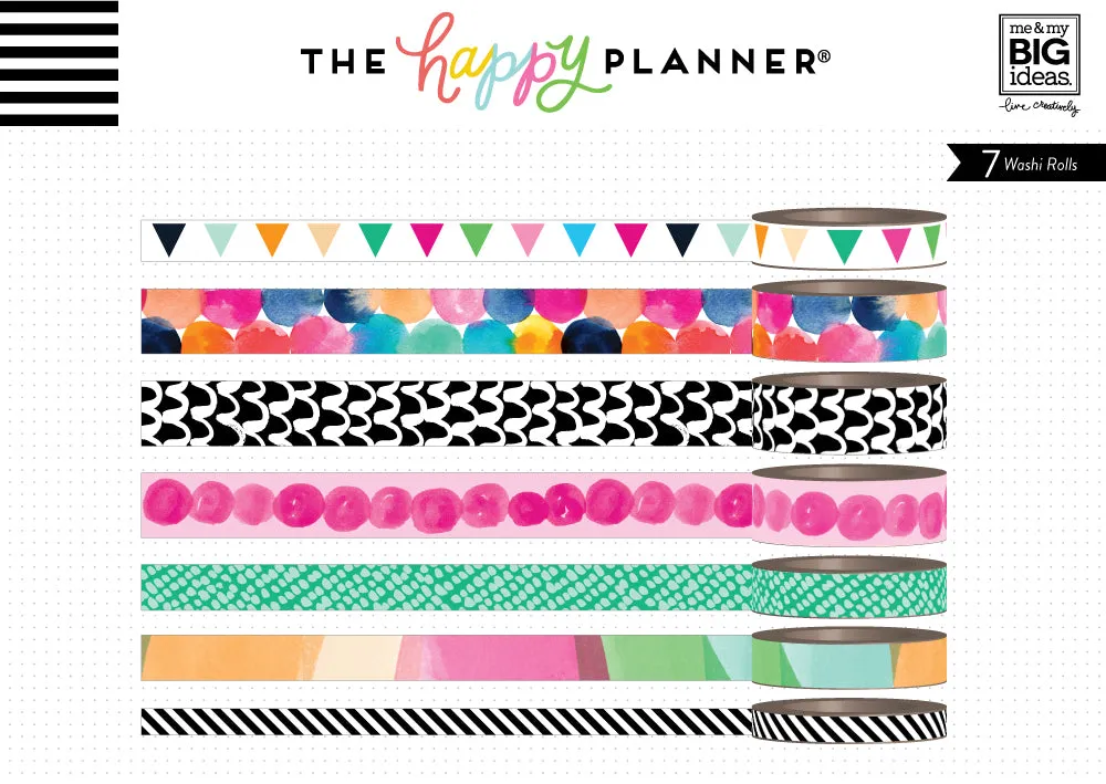 Happy Planner Watercolor washi tape lot 7 rouleaux