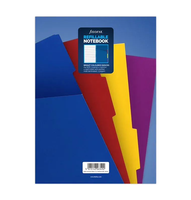 Filofax Notebook A4 intercalaires couleurs à onglets
