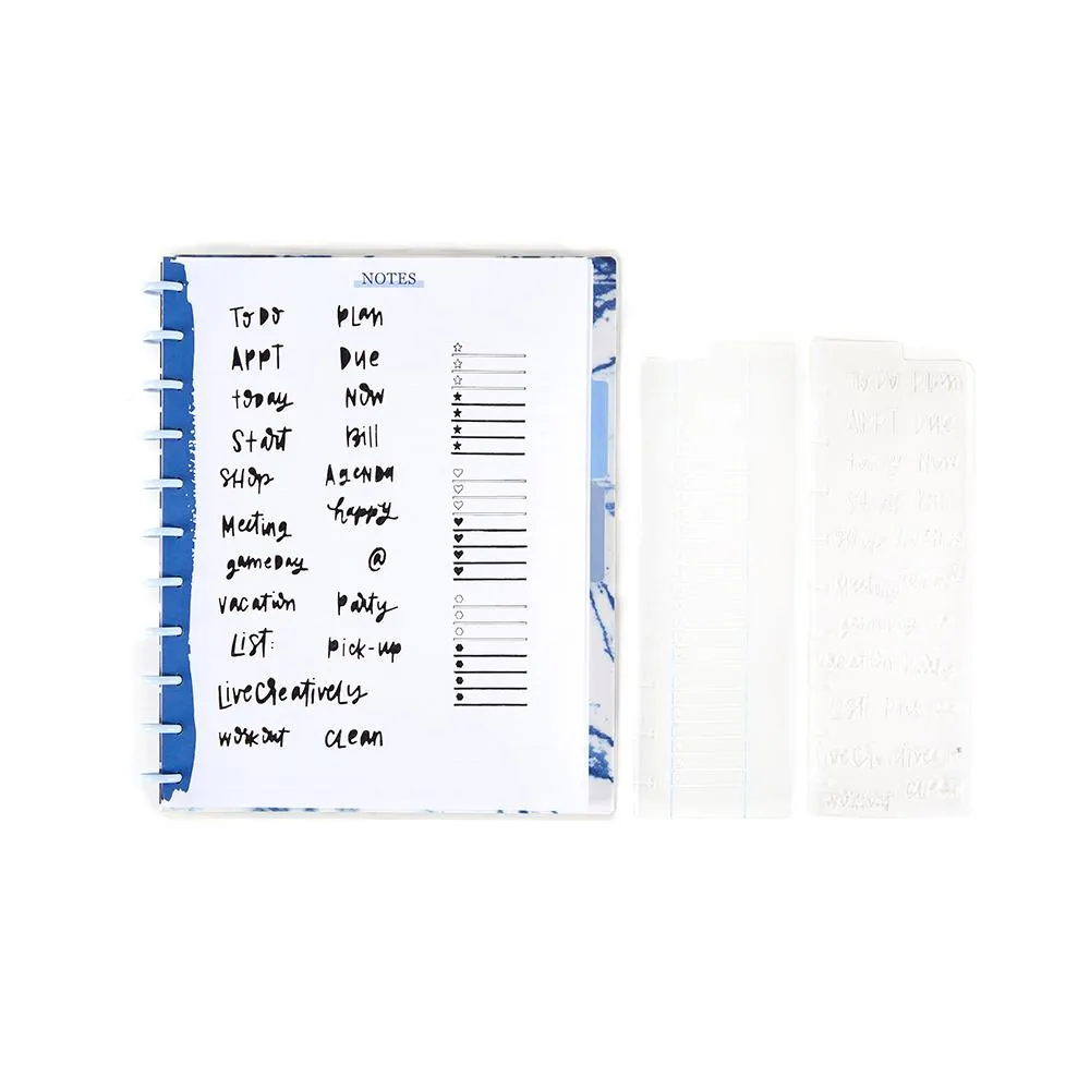 Happy Planner Snap In pochoir marque-page lot 2 transparents