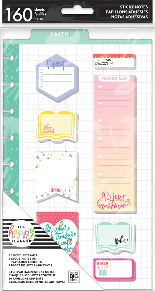 Happy Planner Faith notes adhésives Classic 8 x 20 feuilles
