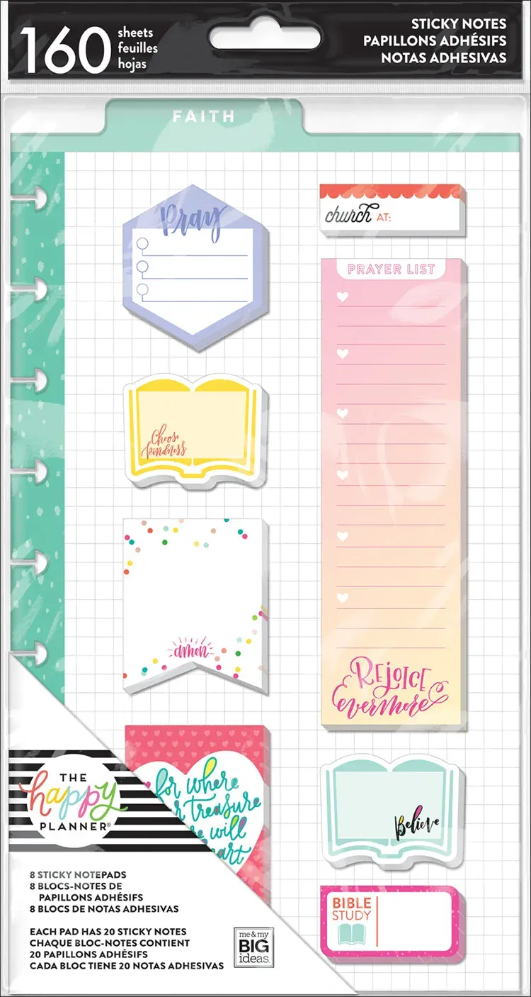 Happy Planner Faith notes adhésives Classic 8 x 20 feuilles