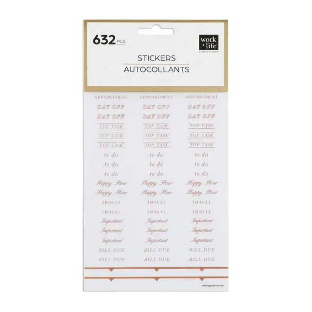 Happy Planner Work Life Ivy Rose stickers 8 feuilles 632