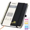 Poprun WH145S carnet spirale quadrillé noir 128 pages