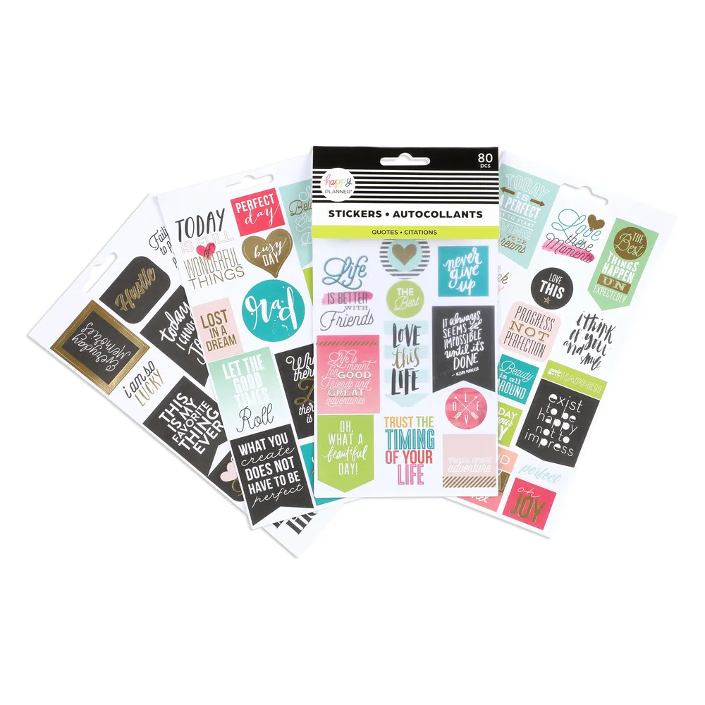 Happy Planner Life Quotes stickers doré 5 planches