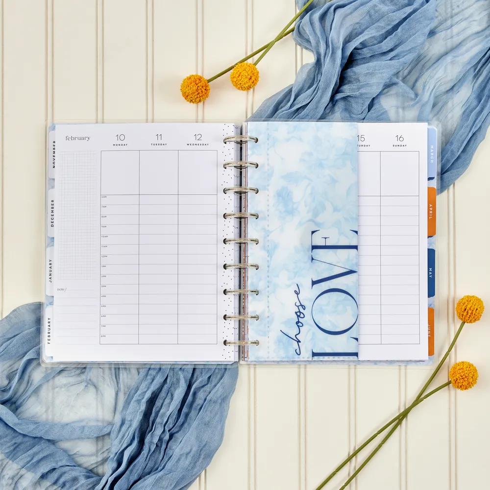 Happy Planner Shibori enveloppes à anneaux lot 3 floral bleu